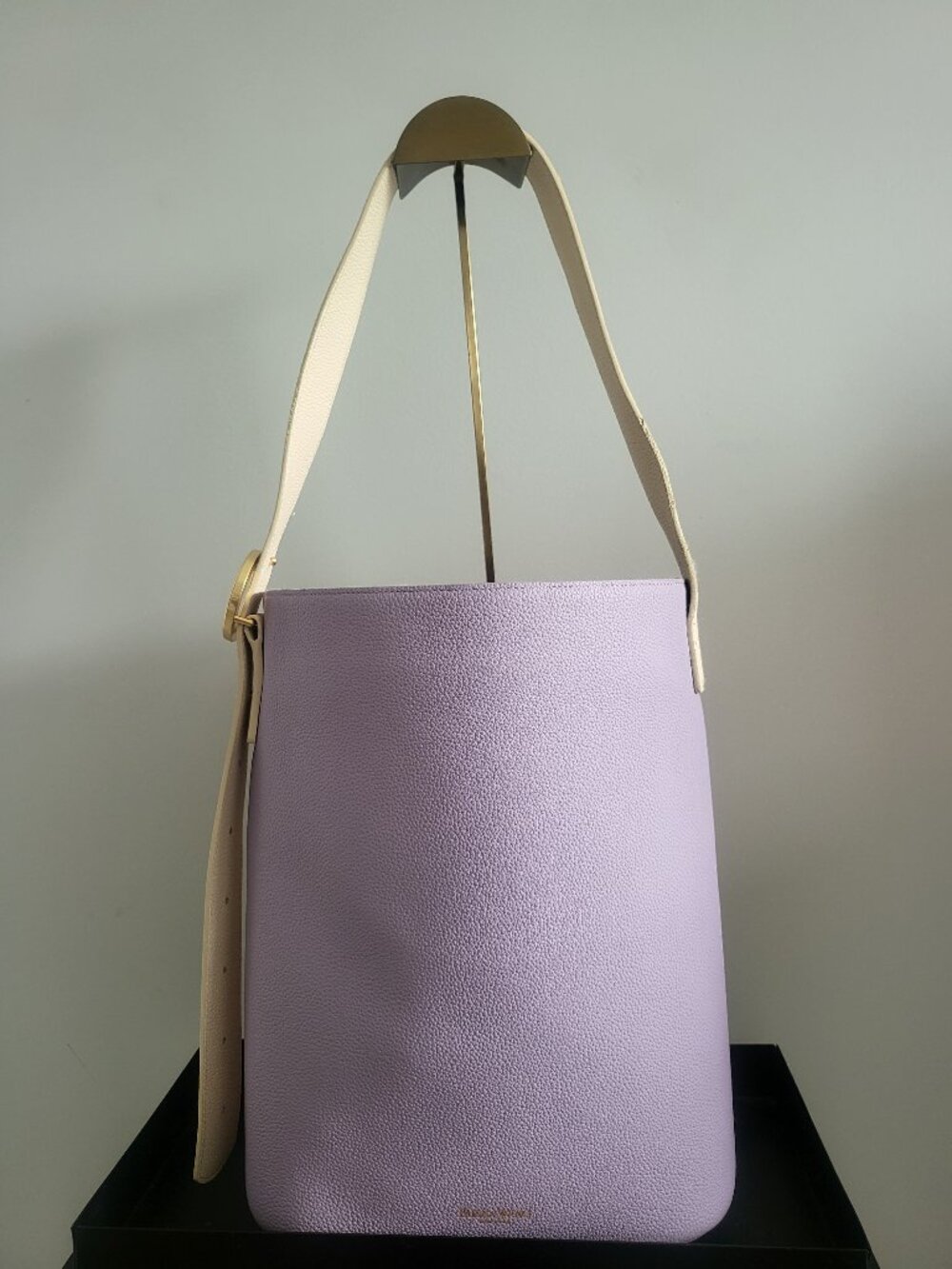 Parisa Wang two-toned pebbled leather bucket bag in Lavender and tan bag
